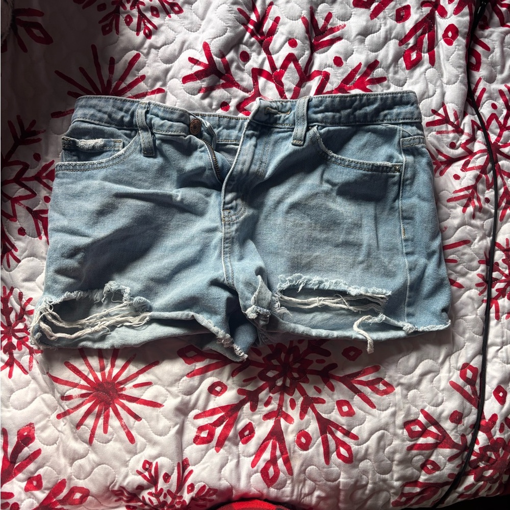 Casual Blue Distressed Jean Shorts